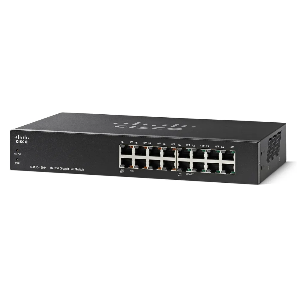 switch poe unmanaged 16 port gigabit sg110-16hp cisco