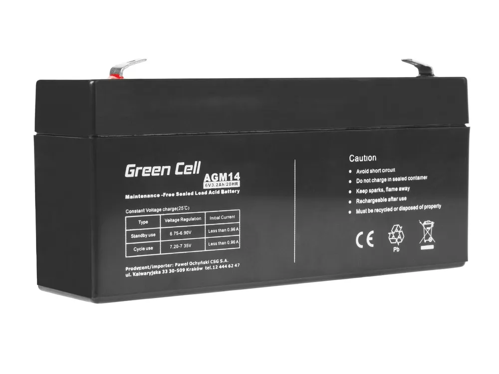 Green Cell AGM VRLA 6V 3.3Ah battery