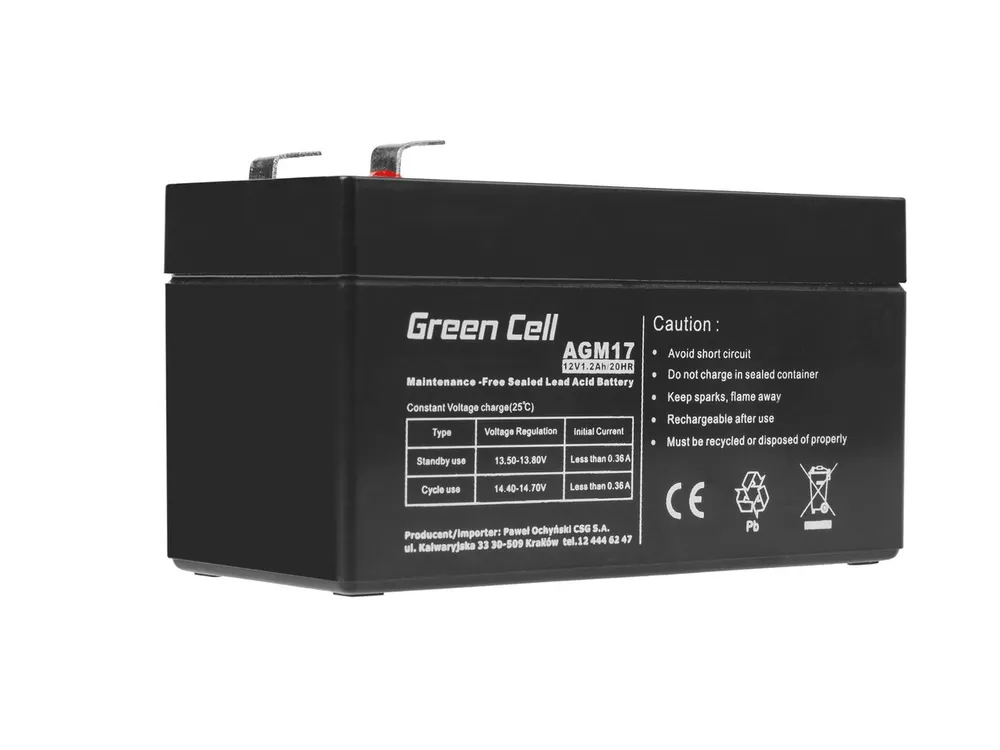 Green Cell AGM VRLA 12V 1.2Ah battery