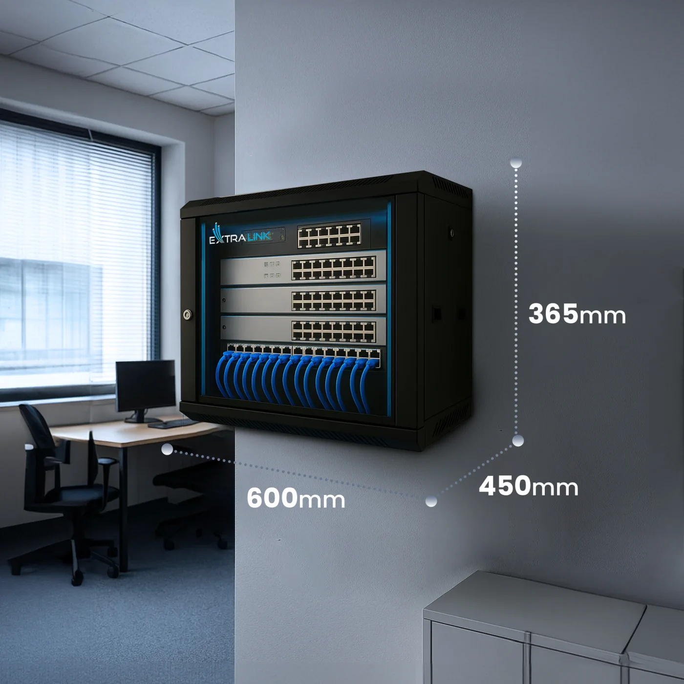 EXTRALINK 6U 600X450 PRO MONTÁŽ NA STĚNU