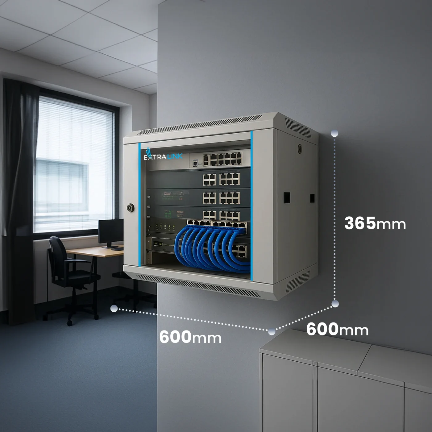 EXTRALINK 6U 600X600 WANDMONTIERT