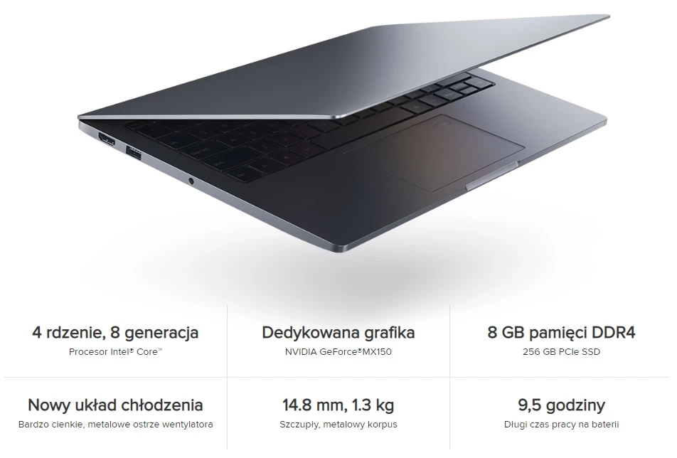 Mi Laptop Air 13.3" Leve, inovador e potente laptop com tela Full HD