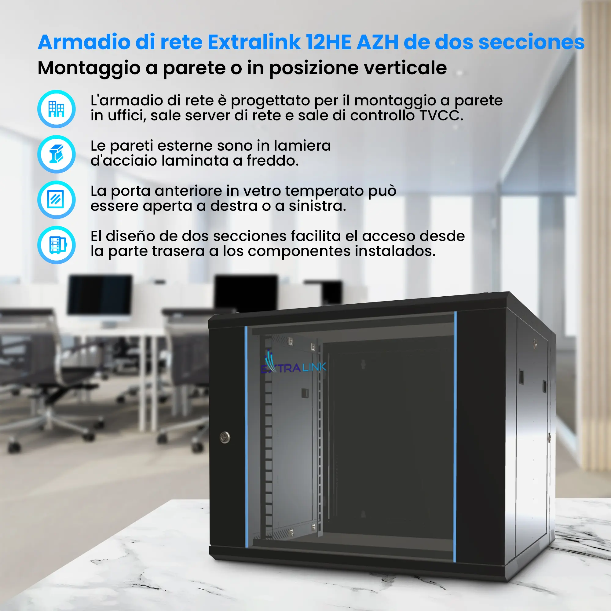 Frente del gabinete de EXTRALINK