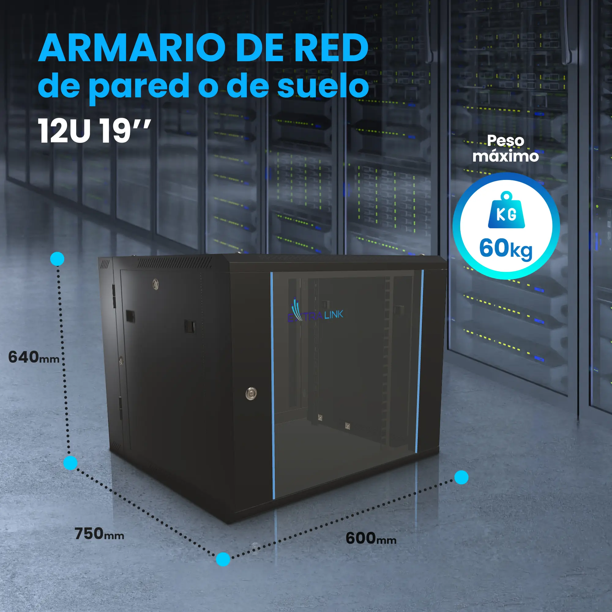 EXTRALINK Altura de los rieles del gabinete
