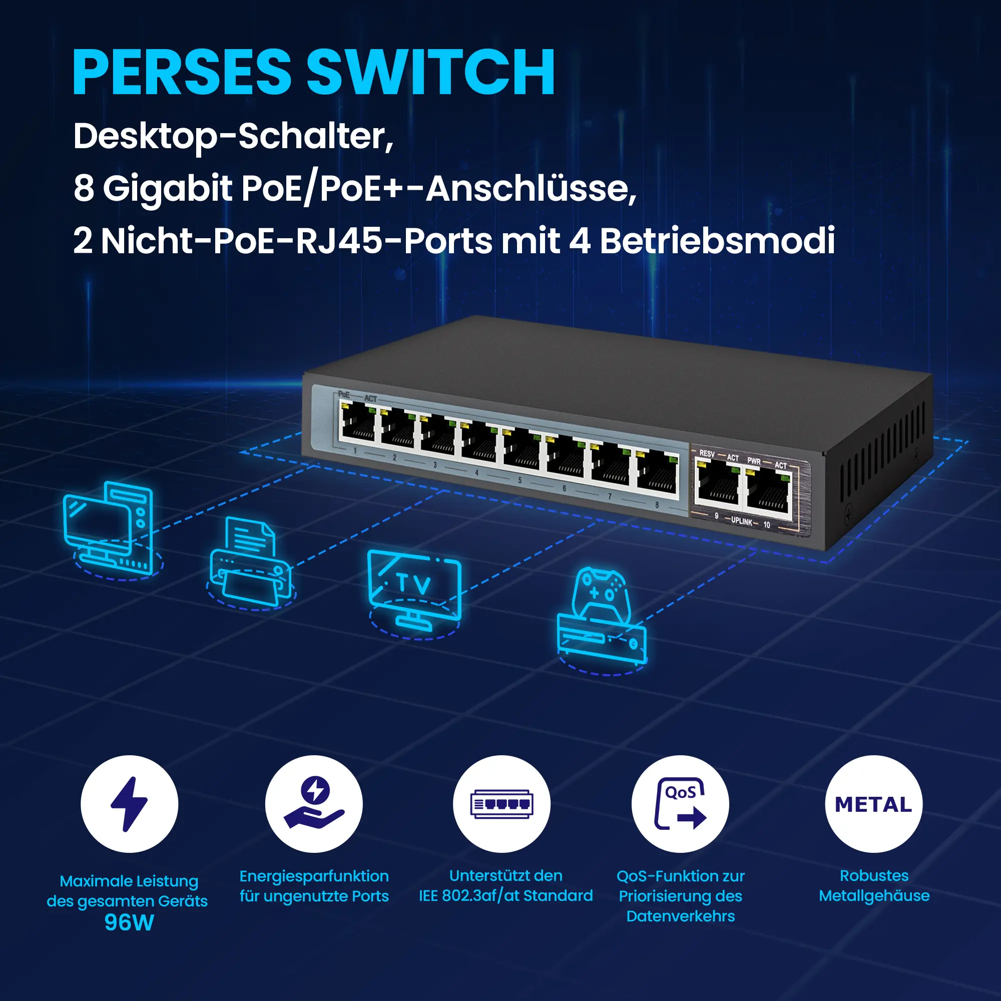 Extralink Perses Poe-Schalter cctv