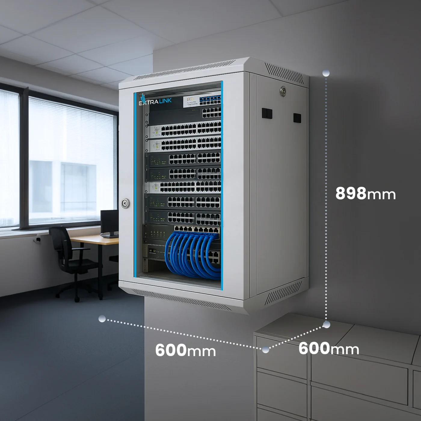 Extralink 18U 600x600 серый | шкаф для стойки | настенный