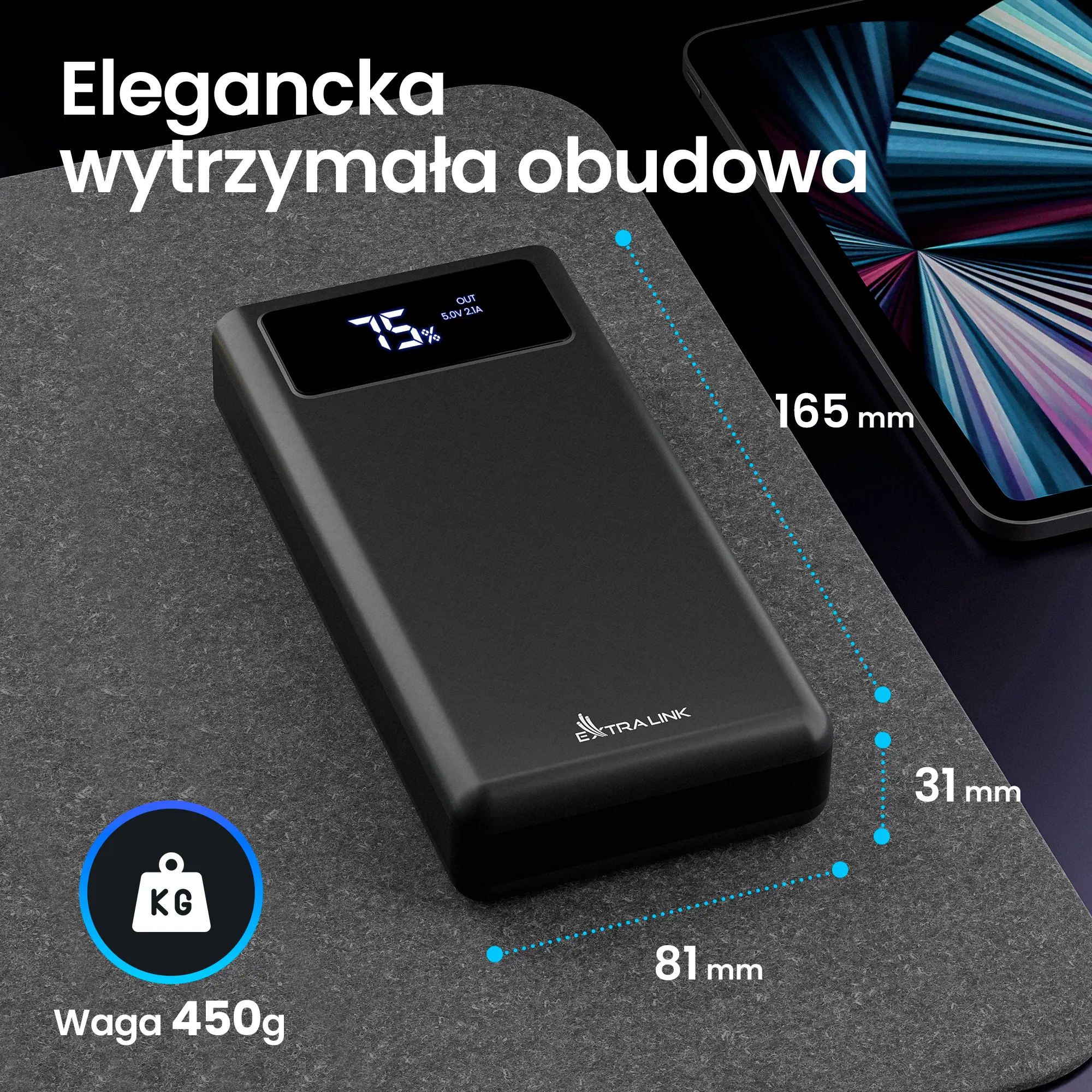 EXTRALINK EPB-112 30000MAH 5V POWER BANK BLACK