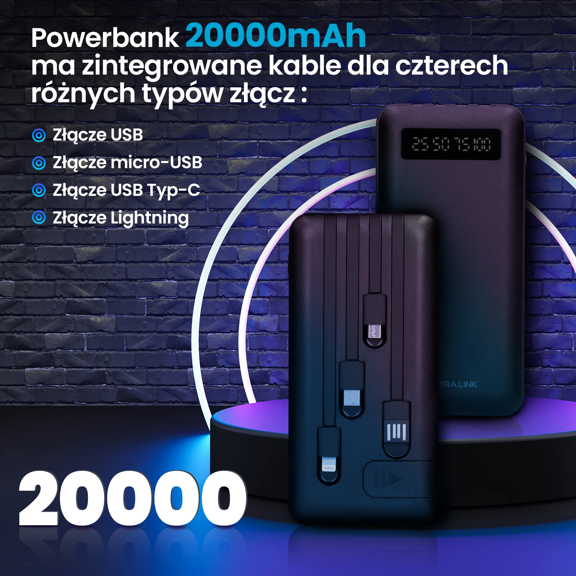 EXTRALINK EPB-084 20000MAH 5V POWER BANK BLACK
