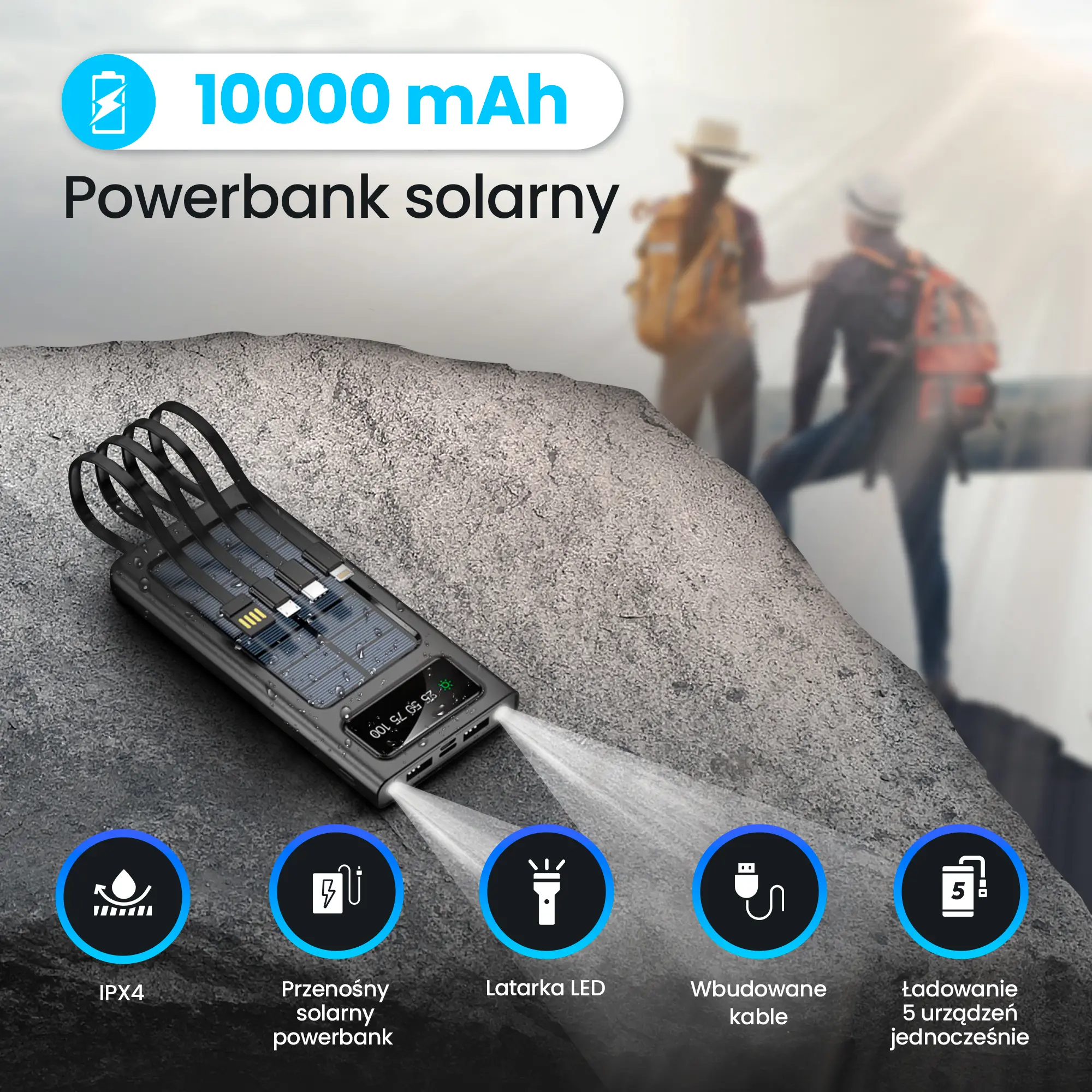 EXTRALINK EPB-091 10000MAH SOLAR POWER BANK BLACK