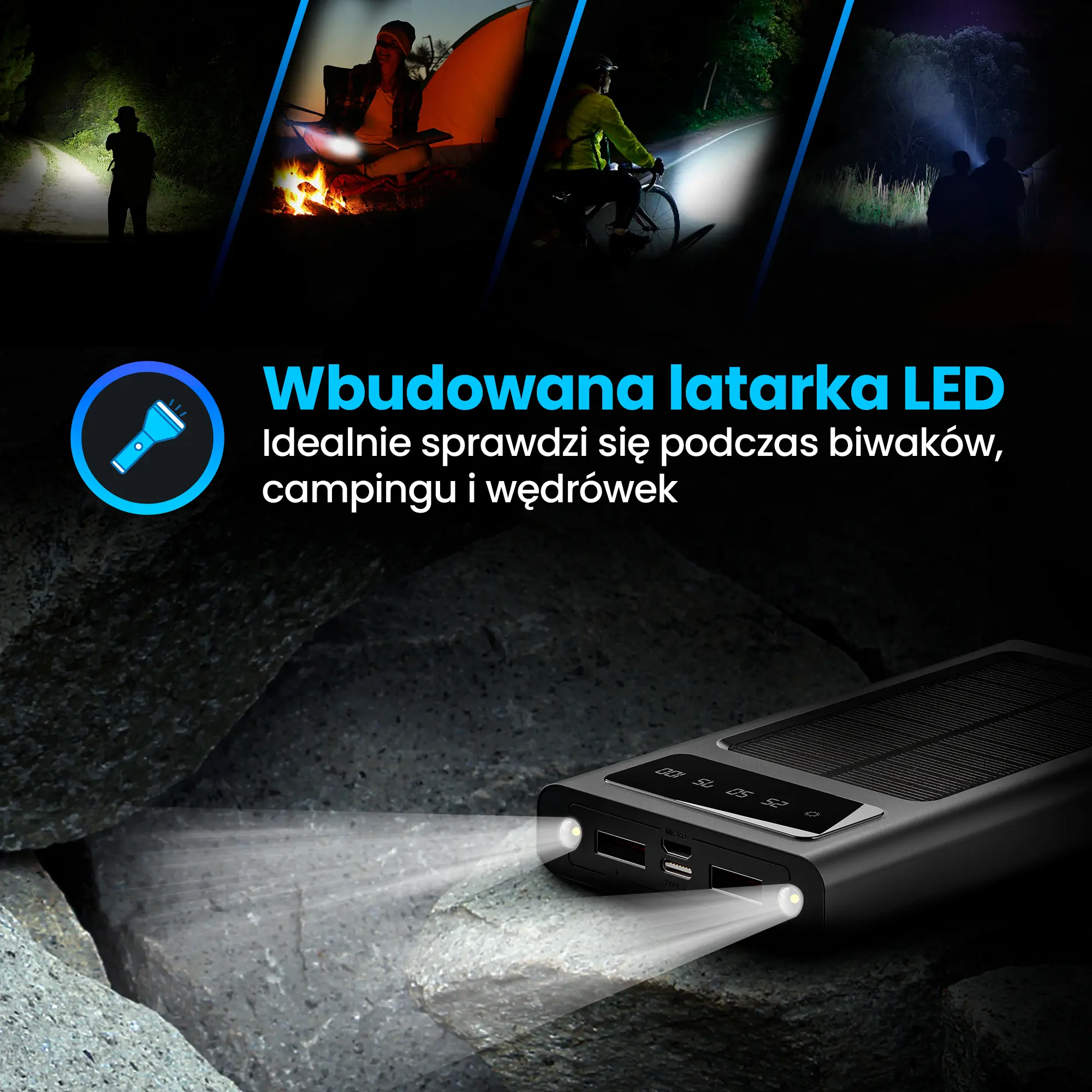 EXTRALINK EPB-091 10000MAH SOLAR POWER BANK BLACK