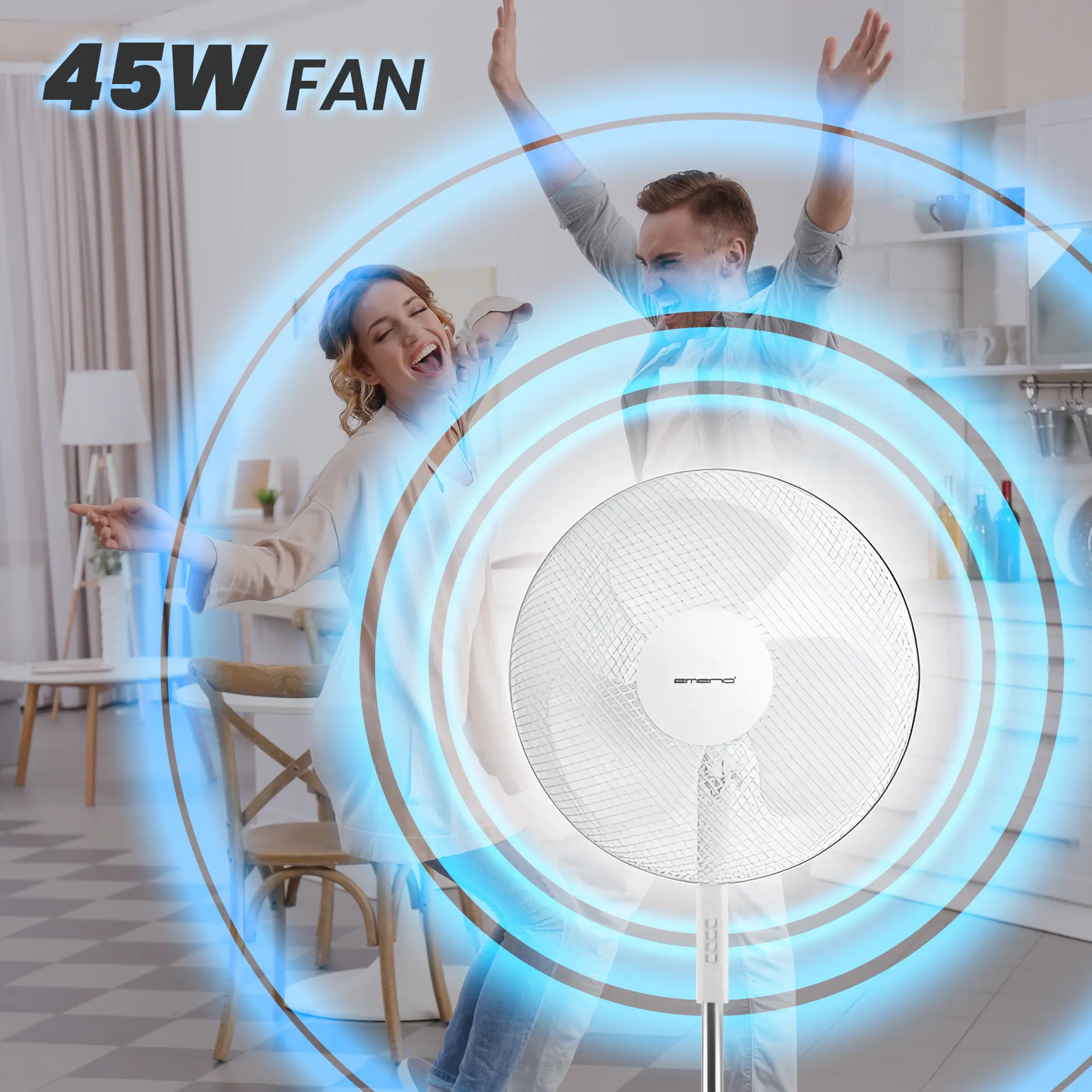 EMERIO FN-114204 DİKİLİ FAN 40CM, 3 KANATLI, 3 HIZ AYARLI, BEYAZ