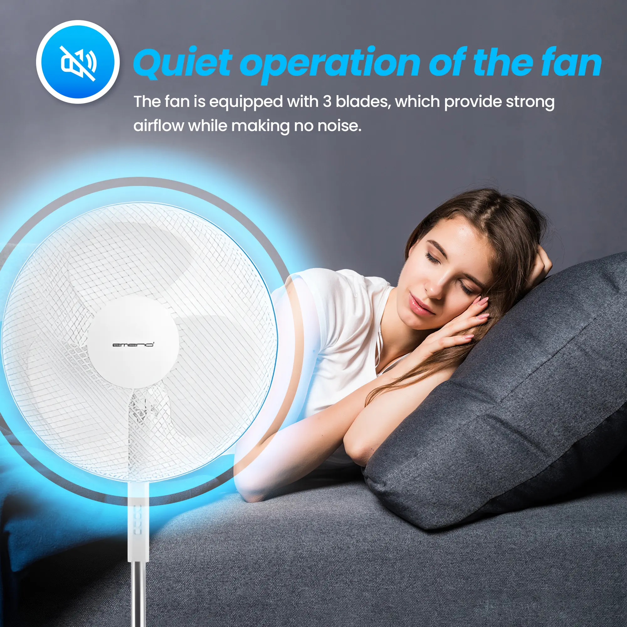 EMERIO FN-114204 DİKİLİ FAN 40CM, 3 KANATLI, 3 HIZ AYARLI, BEYAZ