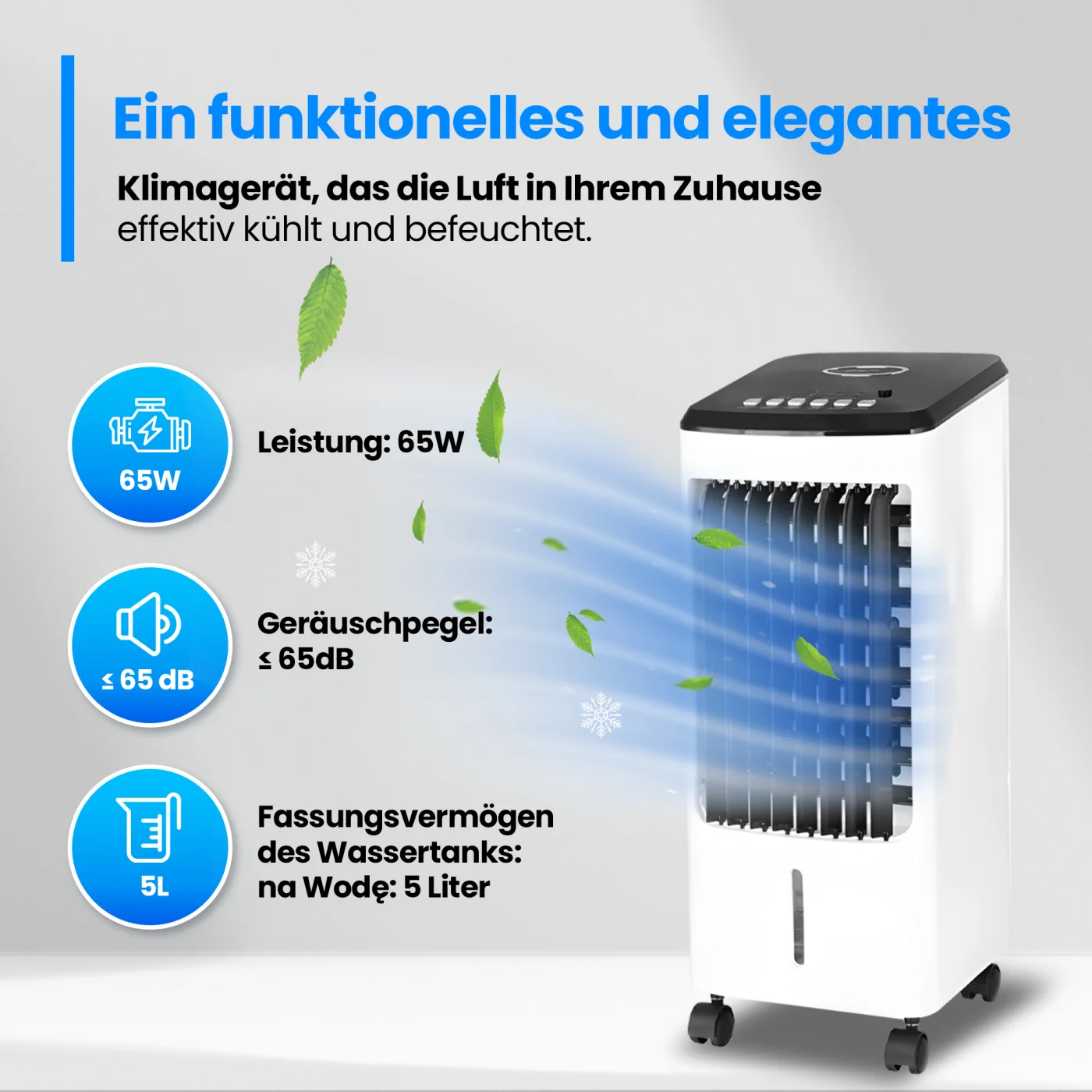 EMERIO AC-123282 LUFTKÜHLER, 3 GESCHWINDIGKEITSSTUFEN, WEISS