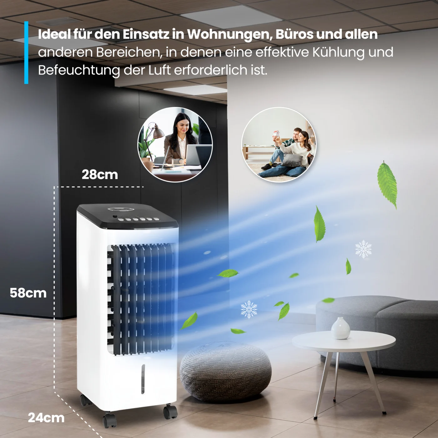 EMERIO AC-123282 LUFTKÜHLER, 3 GESCHWINDIGKEITSSTUFEN, WEISS