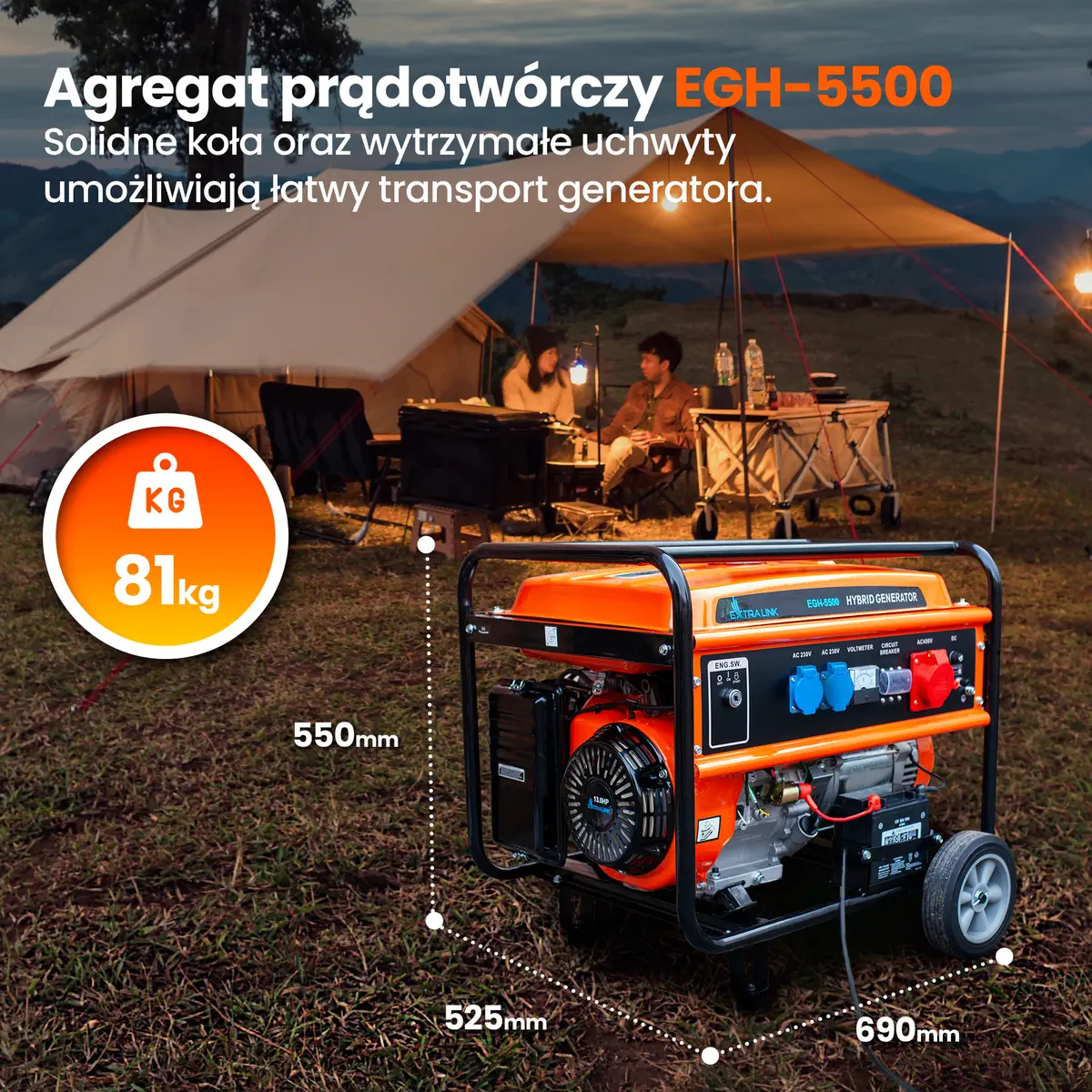 EXTRALINK EGH-5500 HYBRID GENERATOR 5,5KW 3F