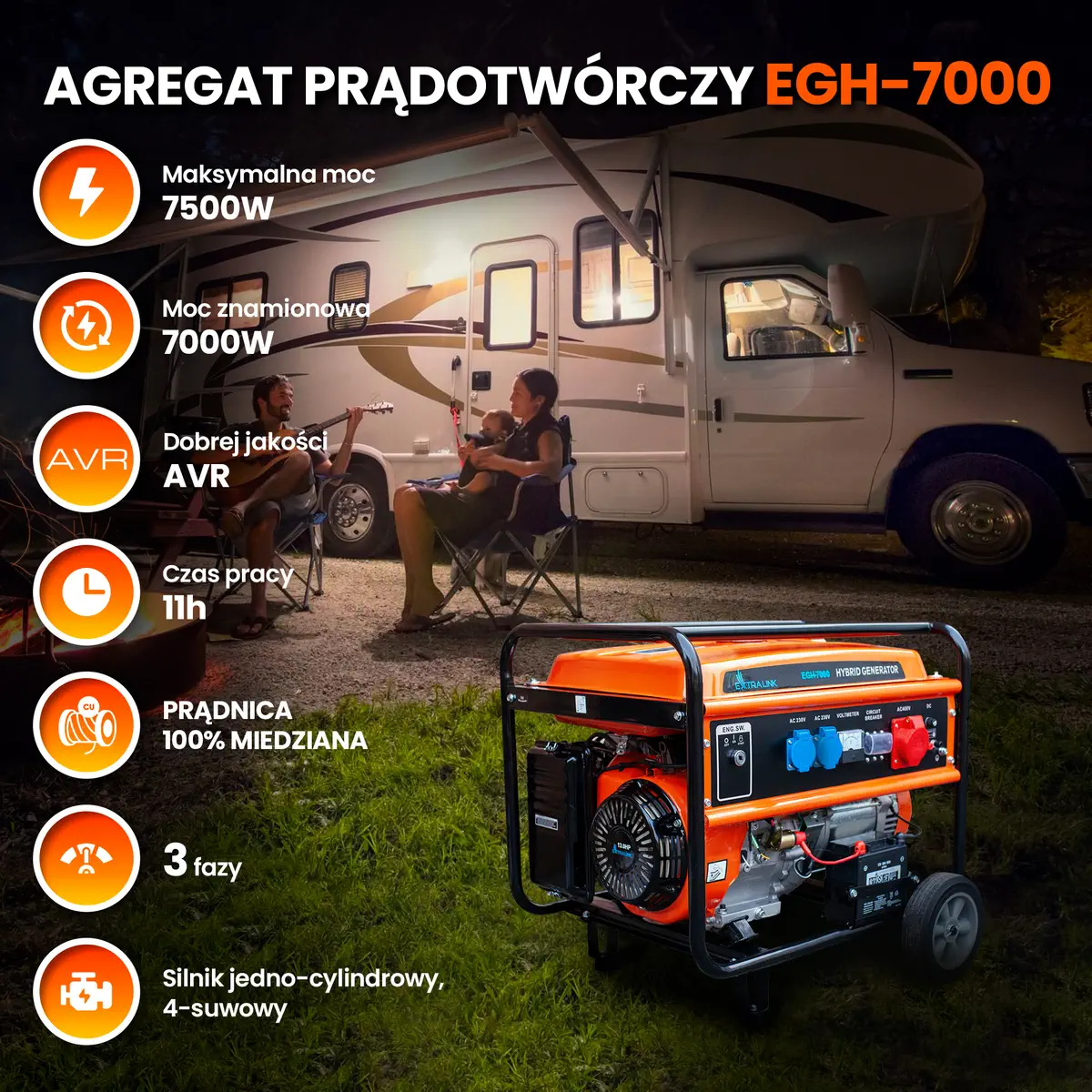 EXTRALINK EGH-7000 HYBRID GENERATOR 7KW