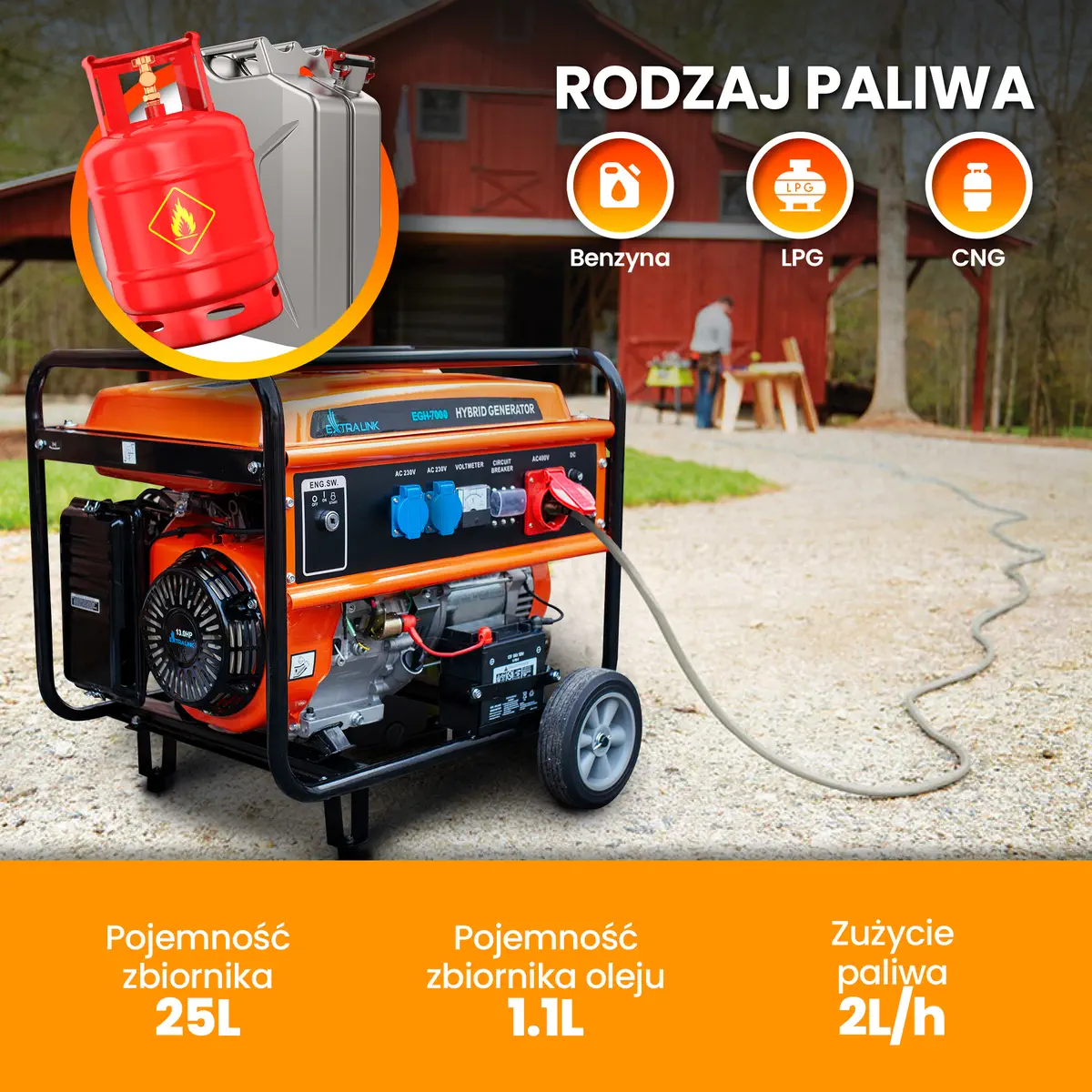 EXTRALINK EGH-7000 HYBRID GENERATOR 7KW
