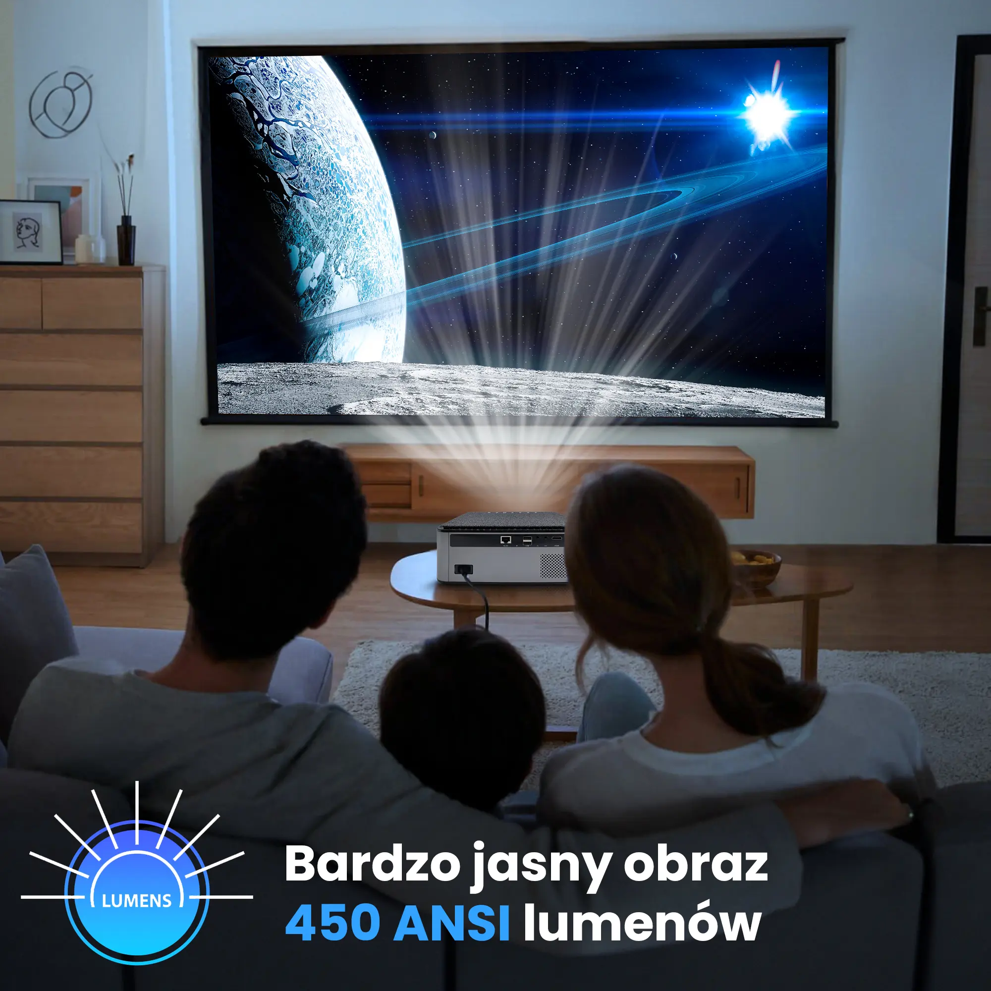 EXTRALINK SMART LIFE VISION PRO, SMART PROJECTOR, 450 ANSI, 1080P, ANDROID 9.0, ESP-450FHD