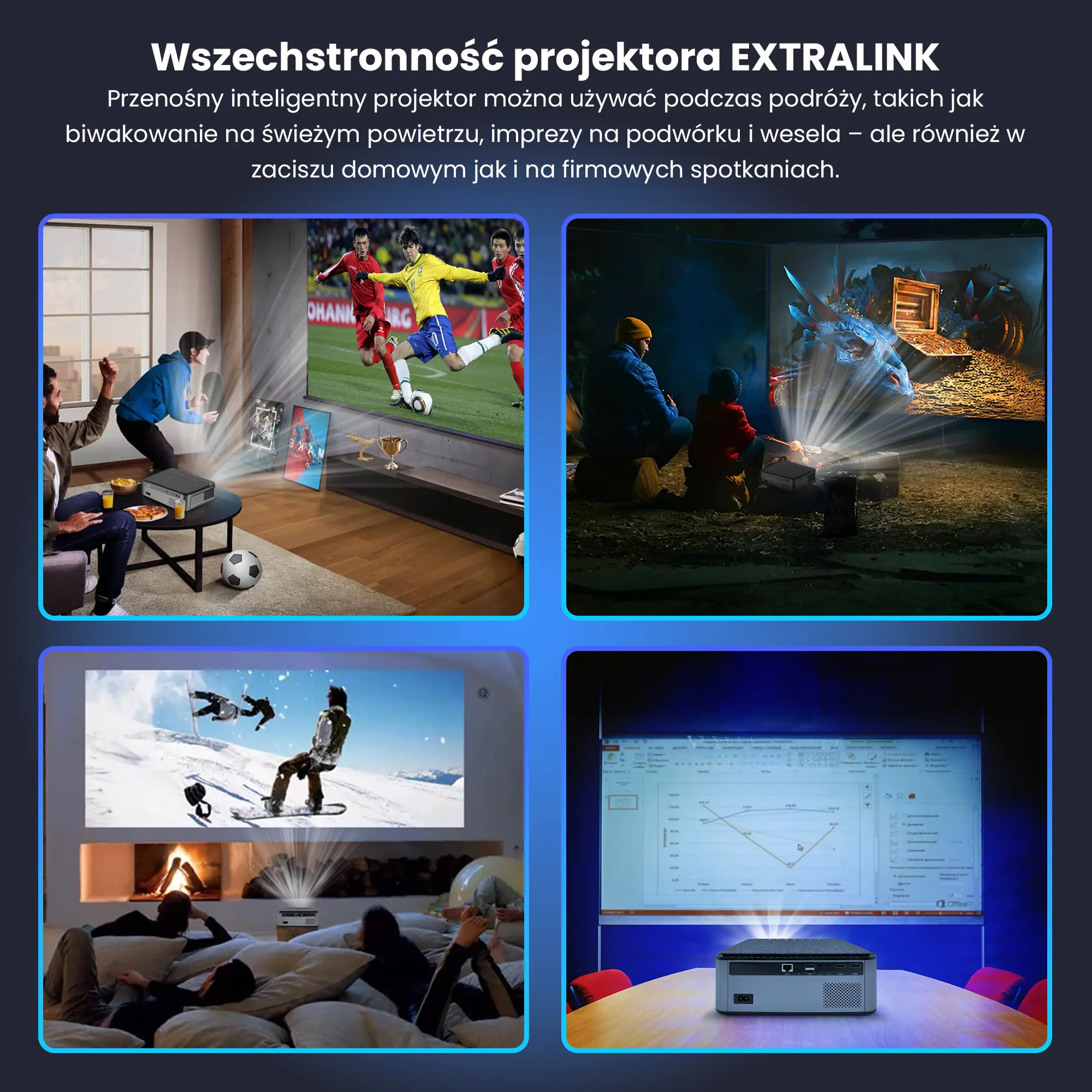EXTRALINK SMART LIFE VISION PRO, SMART PROJECTOR, 450 ANSI, 1080P, ANDROID 9.0, ESP-450FHD