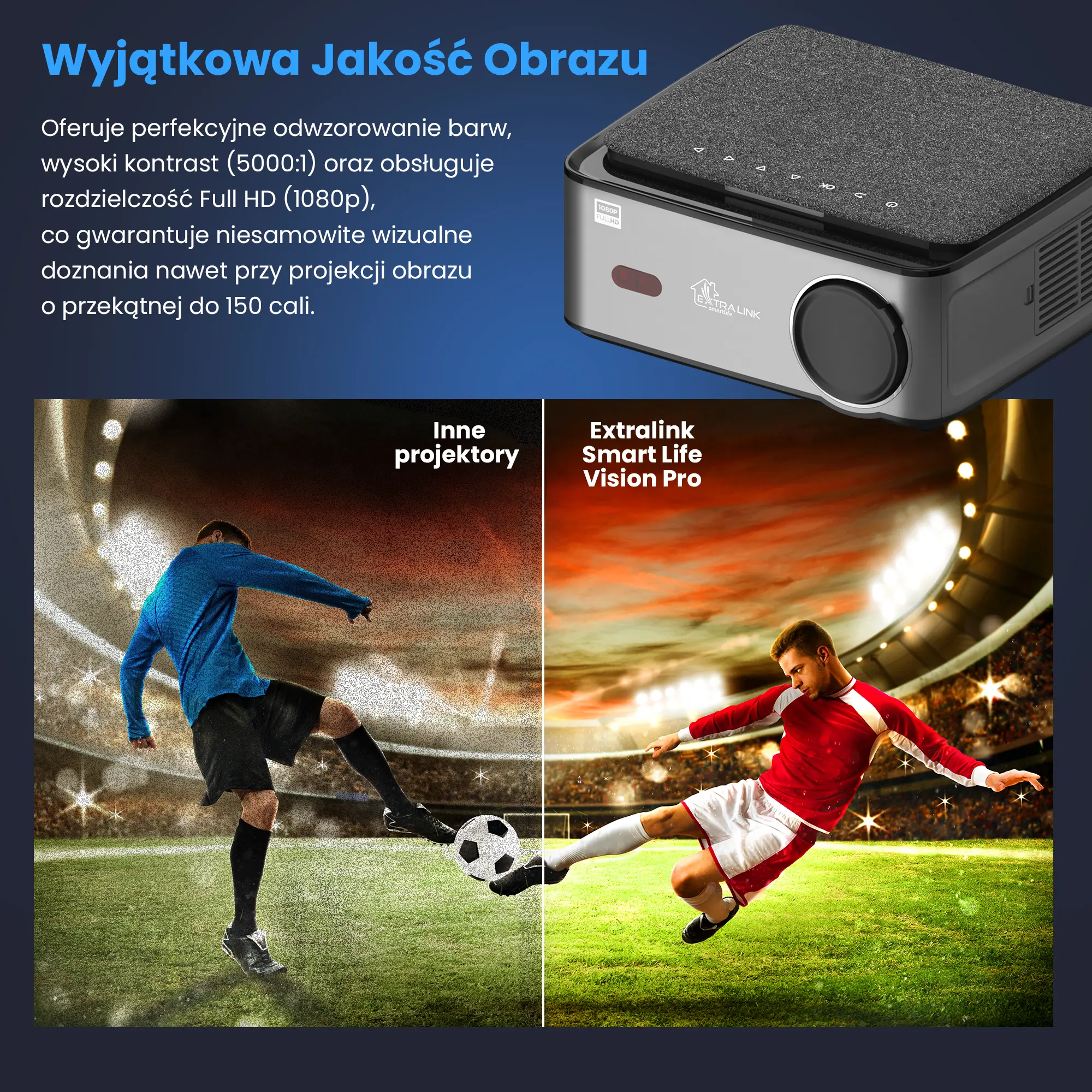 EXTRALINK SMART LIFE VISION PRO, SMART PROJECTOR, 450 ANSI, 1080P, ANDROID 9.0, ESP-450FHD