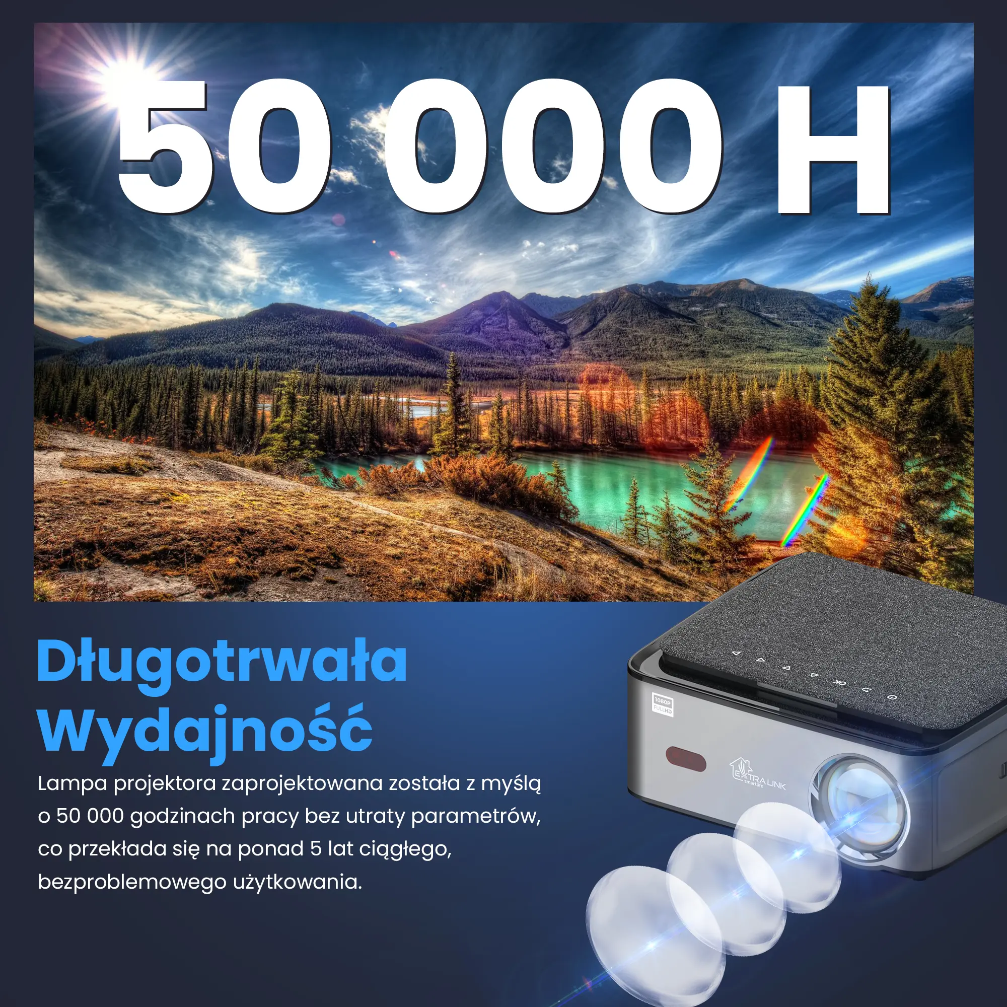 EXTRALINK SMART LIFE VISION PRO, SMART PROJECTOR, 450 ANSI, 1080P, ANDROID 9.0, ESP-450FHD
