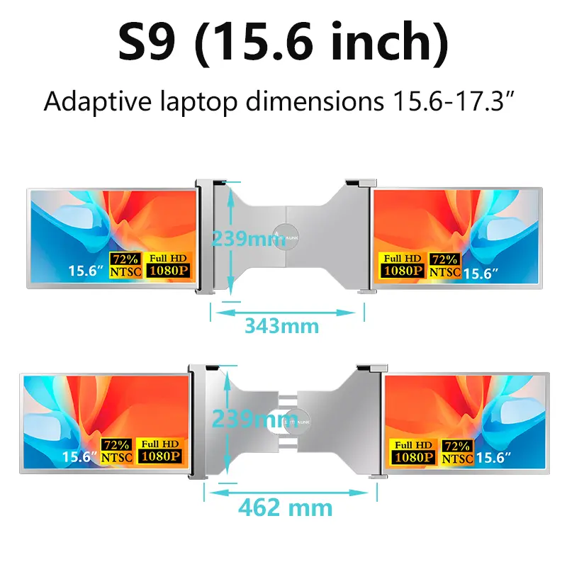 EXTRALINK SMART LIFE 15.6" 2-SCREEN MONITOR FOR LAPTOPS 15.6" TO 17.3" S9