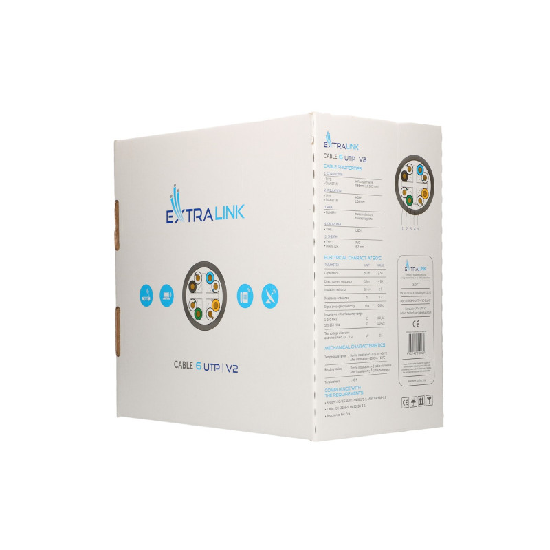 Сетевой кабель Extralink CAT6 UTP (U/UTP) V2 Внутренний, 305M