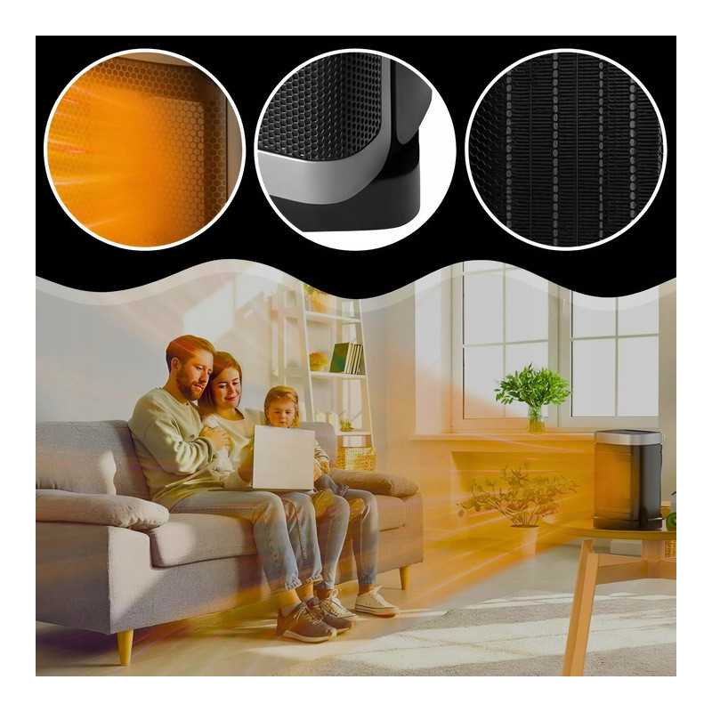 EXTRALINK GRZEJNIK ELEKTRYCZNY KOLUMNOWY CERAMICZNY FARELKA 1500W PILOT LED - Imagem 3