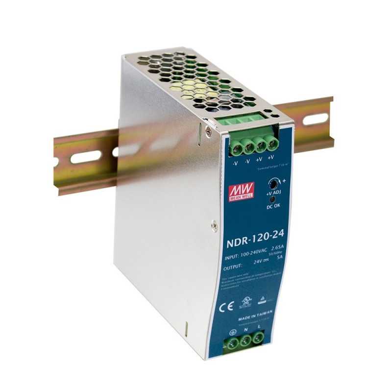 ZASILACZ IMPULSOWY NA SZYNĘ DIN MEAN WELL NDR-120-48 48V/120W/2.5A