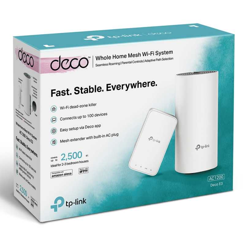 Роутер WiFi TP-Link Deco E3, AC1200, Дуальная полоса, Mesh, RJ45 100Mb/s - Изображение 3