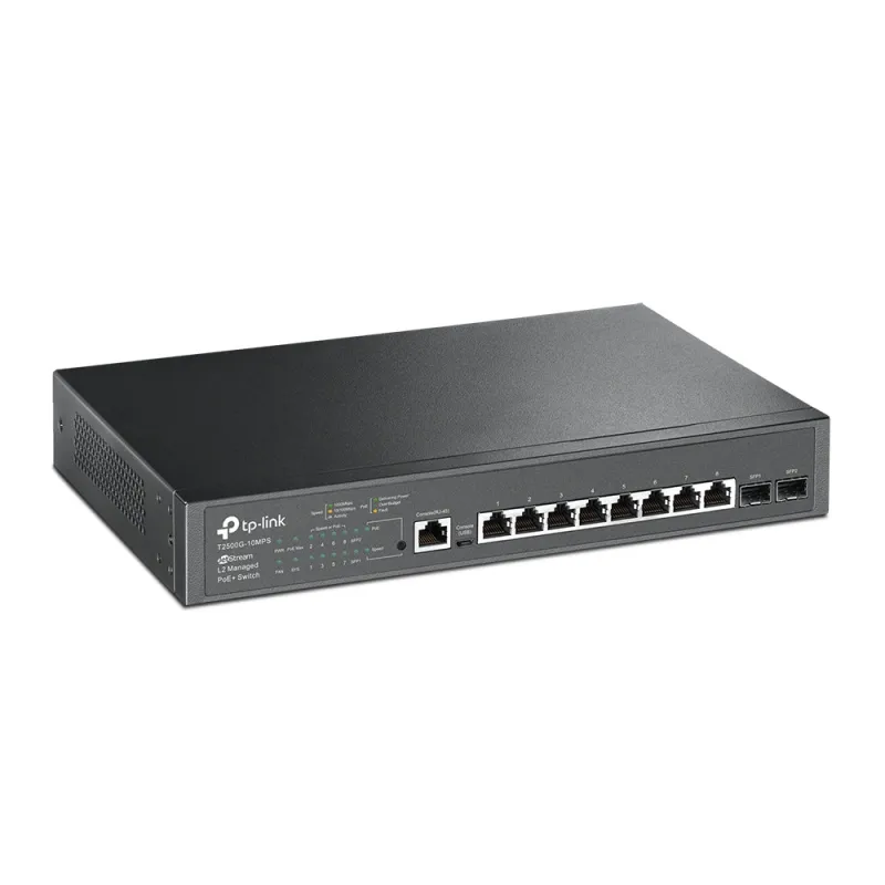 Switch TP-Link T2500G-10MPS, 8x RJ45 1000Mb/s PoE+, 2x SFP, Rack, Gestito - Immagine 2