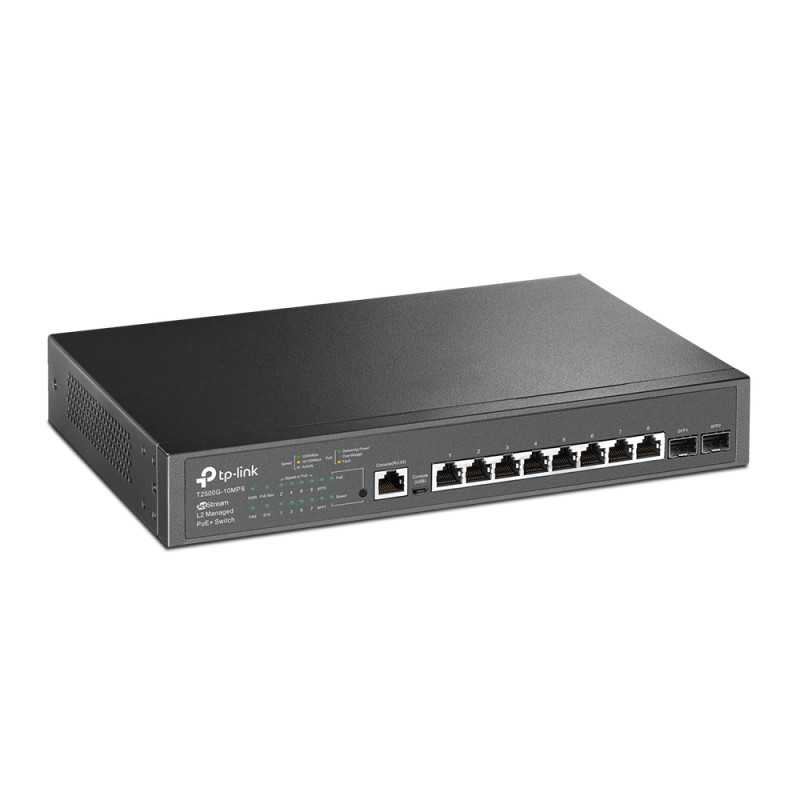 TP-Link T2500G-10MPS | Switch | 8x RJ45 1000Mb/s PoE+, 2x SFP, Rack, Gestionado - Imagen 2
