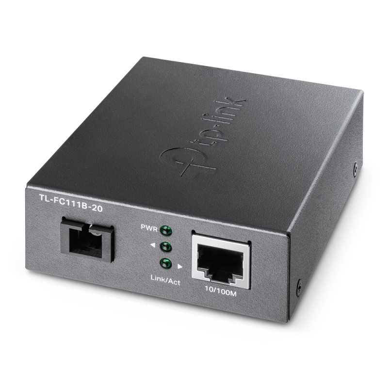 TP-Link TL-FC111B-20 | Conversor de mídia | 1x SC/UPC, 1x RJ45 100Mb/s, 1310 nm TX, 1550 nm RX, WDM