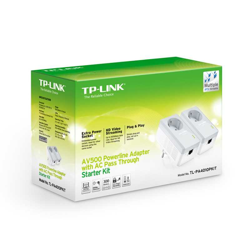 TP-Link TL-PA4010P KIT | Power Line | AV500, 1x RJ45 100Mb/s, Integrierte Netzbuchse, Zwei Adapter - Bild 2