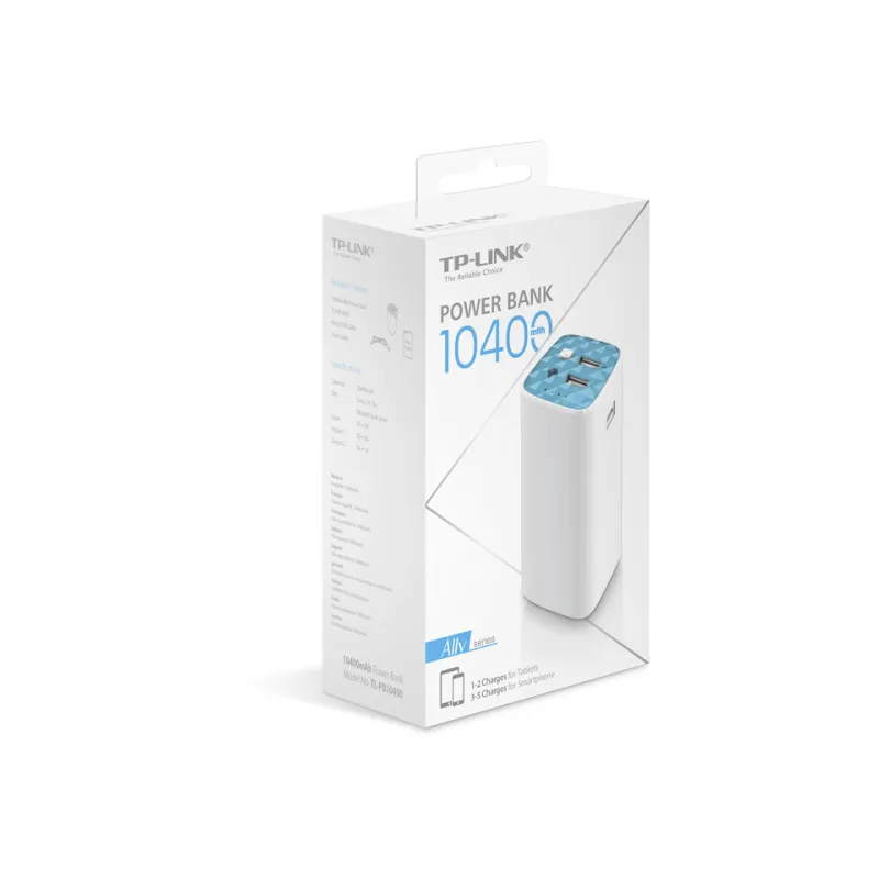 Power Bank TP-Link TL-PB10400, Taşınabilir Şarj Cihazı, 10400mAh, 3x USB, LED Fener - Görsel 3