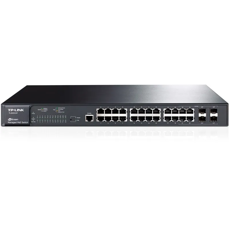 TP-Link TL-SG3424P | Switch | 24x RJ45 1000Mb/s PoE+, 4x SFP, 320W, Rack, gestito