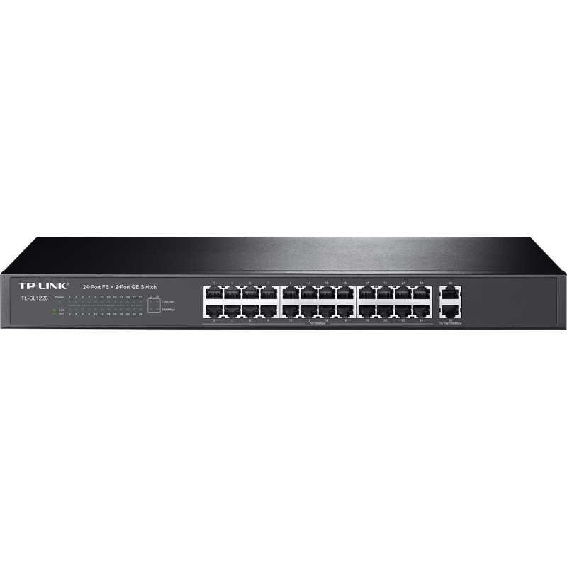 Switch TP-Link TL-SL1226, 24x RJ45 100Mb/s, 2x RJ45 1000Mb/s, Rack, Non gestito