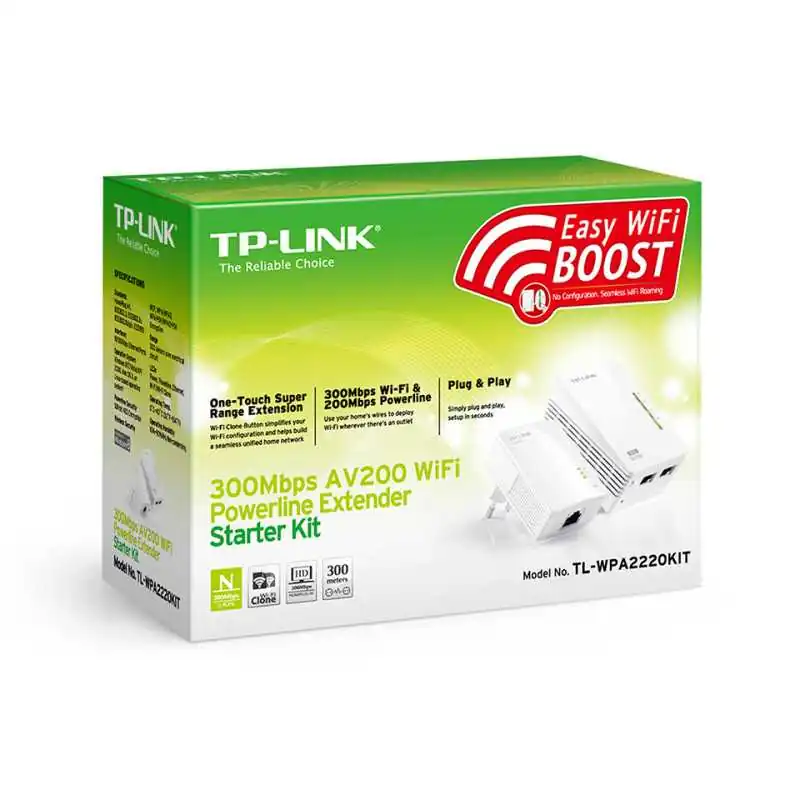 TP-Link TL-WPA2220 KIT | Linha de força | N300, 2,4 GHz, AV200, 2x RJ45 100 Mb / s, dois adaptadores - Imagem 2
