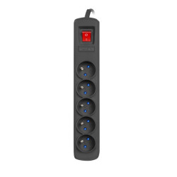 ARCON R5 PROTECTING POWER STRIP 5X SOCKETS, 3M CABLE, BLACK - Immagine 2