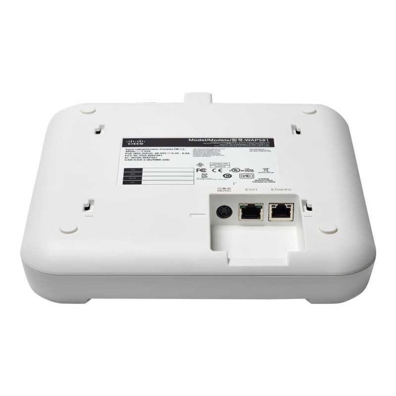 Точка доступа Cisco WAP581, Двухдиапазонная, AC2800 Wave 2, 4x4 MU-MIMO, 1x RJ45 2,5 Гбит/с, 1x RJ45 1 Гбит/с, PoE - Изображение 3