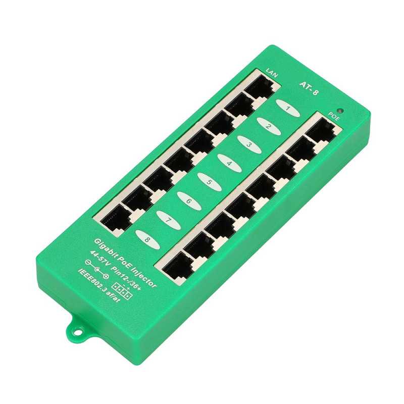 Extralink 8 Puertos | Gigabit PoE Inyector | Active, 8 puertos Gigabit 802.3at/af, Modo A - Imagen 2