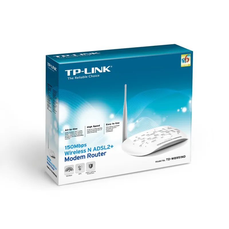 TP-Link TD-W8951ND V.6 | WiFi Router | ADSL2+, 4x RJ45 100Mb/s, 1x RJ11 - Imagen 4