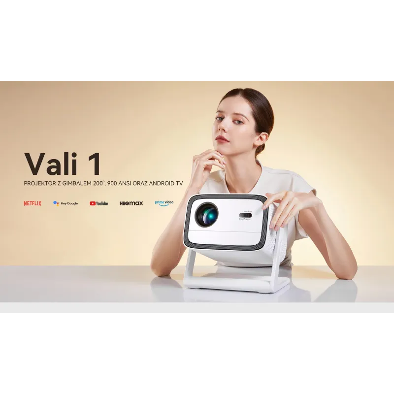 Wanbo Vali 1 Biały | Proyector | Full HD, 900 ANSI, Android TV 11, Gimbal