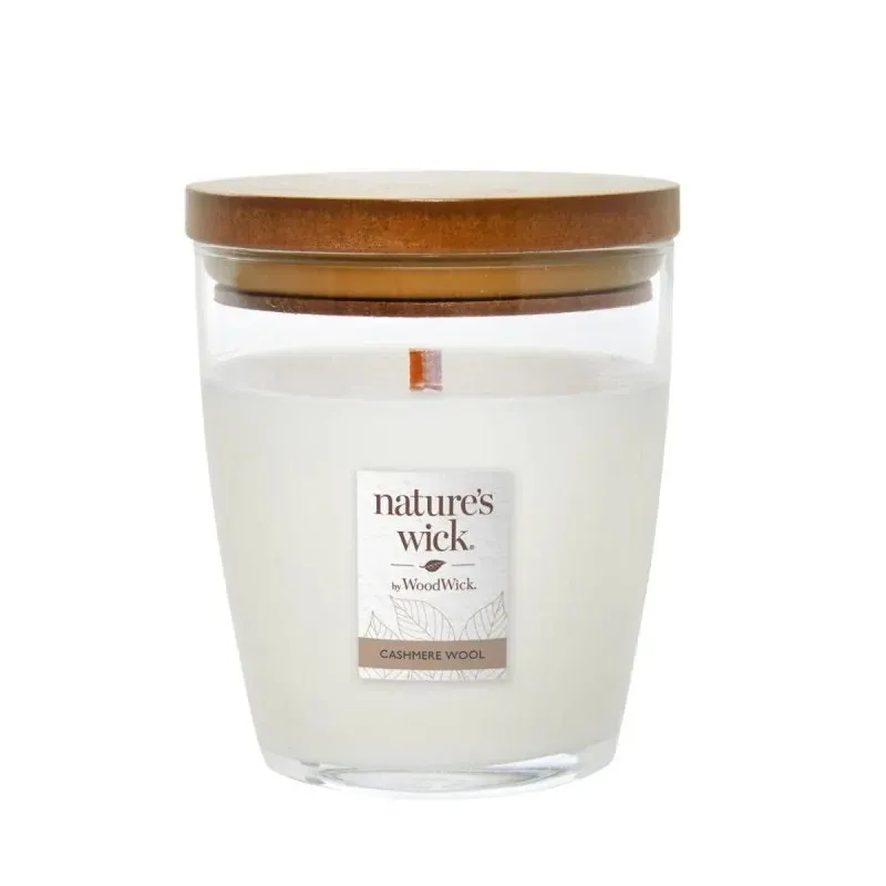 WoodWick Nature's Wick Cashmere Wool Průměr | Vonná svíčka | 1 dřevěný knot, 284g