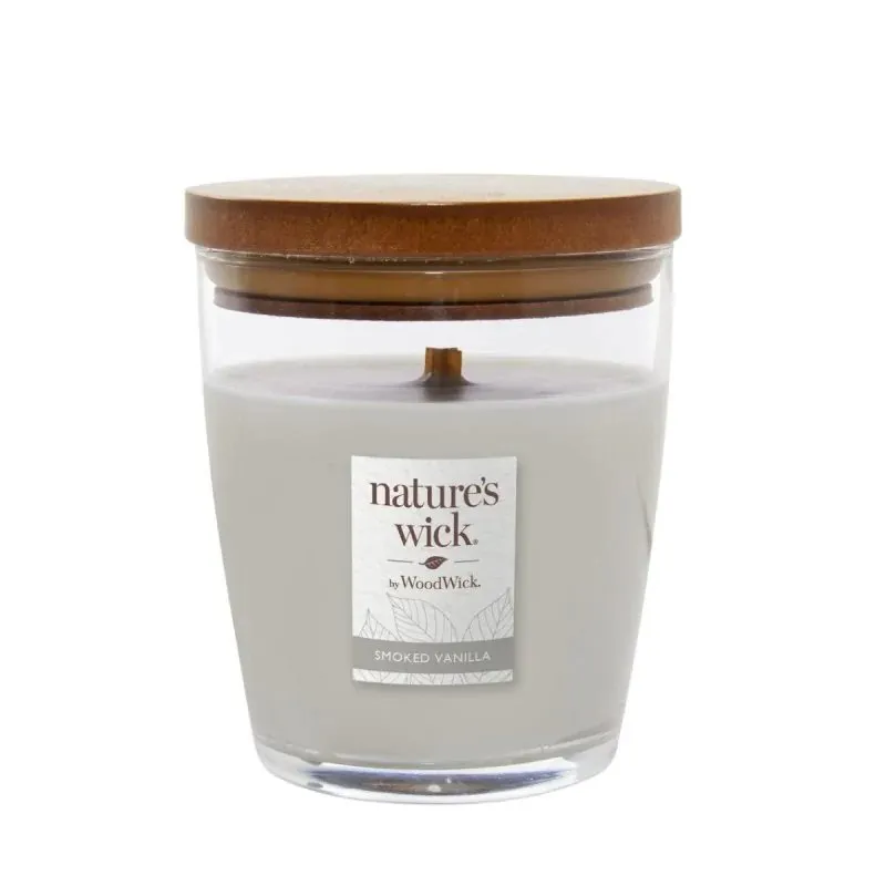 WoodWick Nature's Wick Smoked Vanilla Medium | Scented candle | 1 wooden wick, 284g