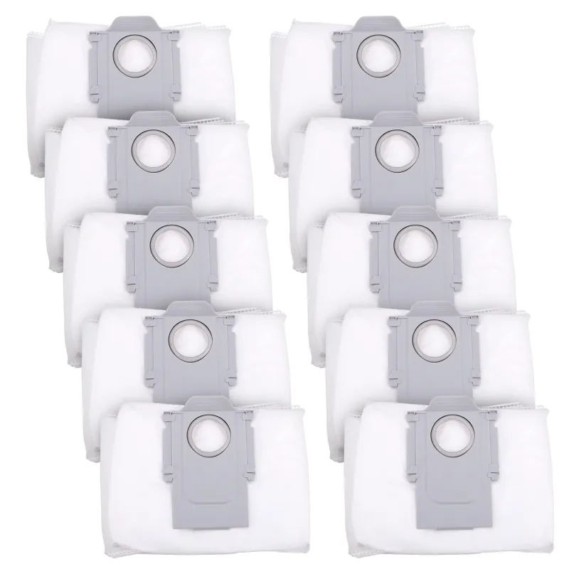 Conjunto de Sacos para Aspiradores Roborock das Séries S e Q, 10 Peças, Compatível com S7 MaxV Ultra, S8 Pro Ultra, Q5, Q7, Q8 M