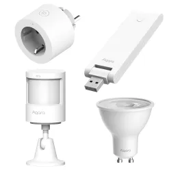 ZESTAW AQARA SMART PLUG EU + MOTION AND LIGHT SENSOR P2 + LED BULB T2 GU10 + HUB M100