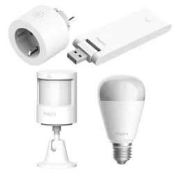 ZESTAW AQARA SMART PLUG EU + MOTION AND LIGHT SENSOR P2 + LED BULB T2 + HUB M100