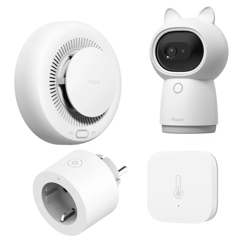 Zestaw Aqara Rodzinny spokój Czujnik dymu EU + Czujnik temperatury i wilgotności T1 + Smart Plug EU + Kamera G3 Gateway Hub