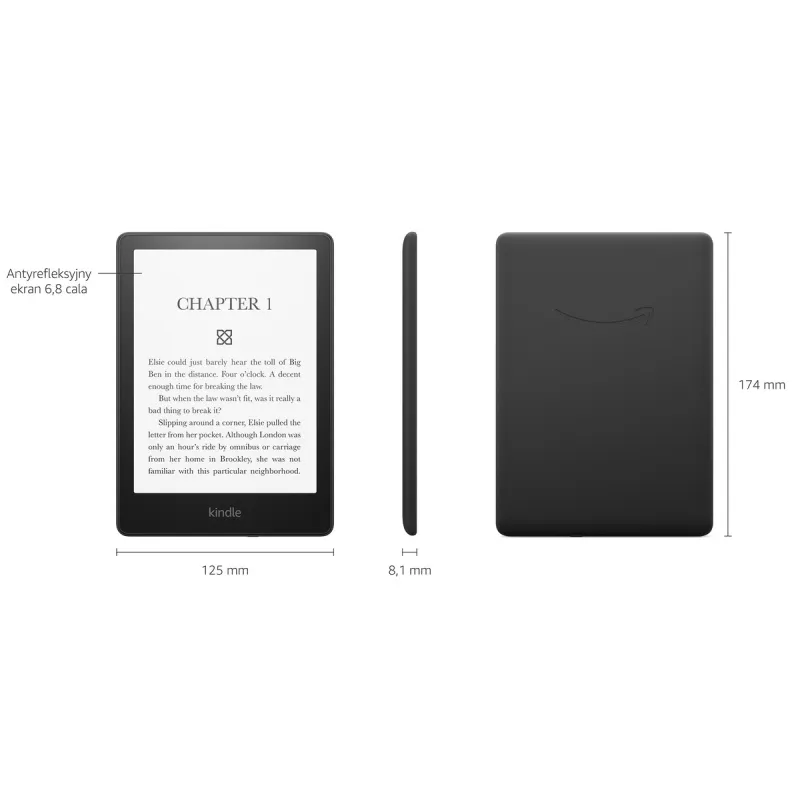 Amazon Kindle Paperwhite 5 Czarny Czytnik e-booków 16GB, wyświetlacz 6.8", bez reklam, B09TMF6742